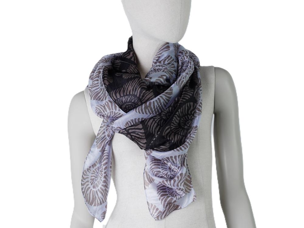 AHMADDY Seidentuch Ammonit schwarz mocca graublau